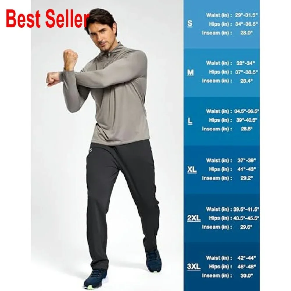 Men's Stretch Athletic Track Pants Tapered Fit Lightweight Workout Joggers
